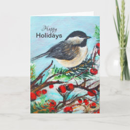 Chickadee Winter Glad helg Card Kort