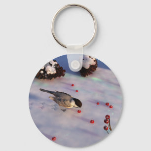 Chickadee Winter Keychain Nyckelring