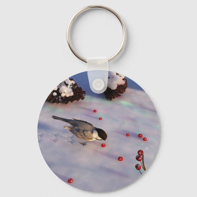 Chickadee Winter Keychain Nyckelring (Framsida)