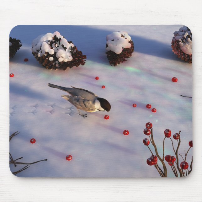 Chickadee Winter Mousepad Musmatta (Framsidan)