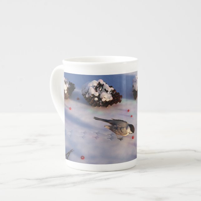 Chickadee Winter Mugg Benporslin Mugg (Framsida vänster)