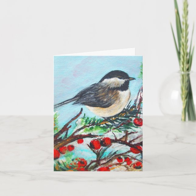 Chickadee Winter Note-kort Helgkort (Framsida)