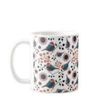 Chickadees Berries Flowers Rosa Blue Rust