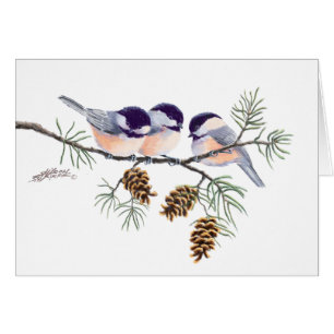 CHICKADEES & GRÄSKOTTAR av SHARON SHARPE Hälsningskort