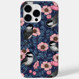 Chickadees i vilden ro i rosa och blått