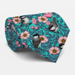 Chickadees i vilden ro, rosa och blått slips