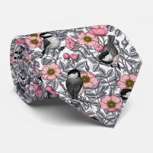 Chickadees i vilden ro, rosa och grått slips