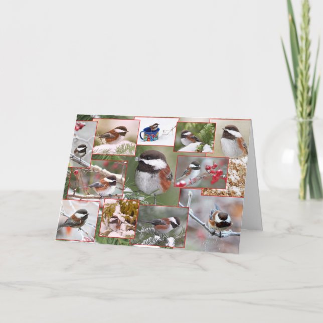 Chickadees i vinterCollage Helgkort (Framsida)