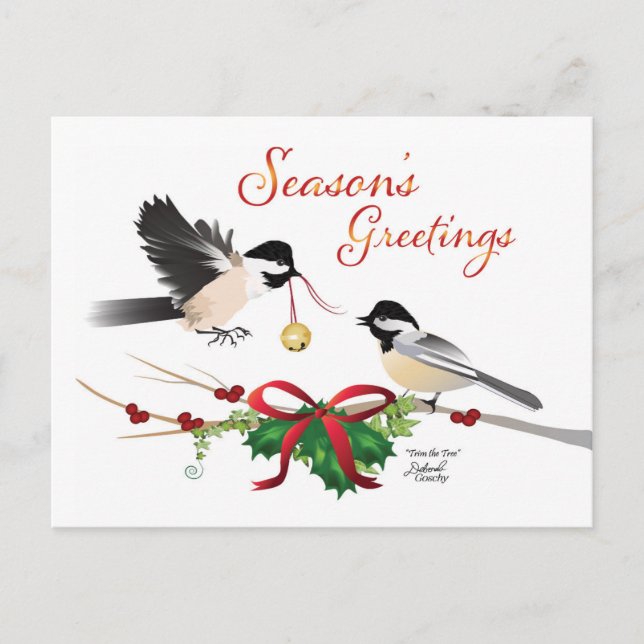 Chickadees jul - platta vykort (Framsida)