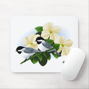 Chickadees och Dogwood Flower Musmatta