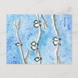 Chickadees på Träd Grenar i Winter Snö Postca Vykort