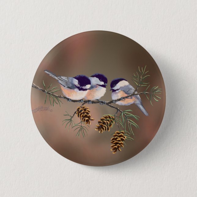 CHICKADEES & PINECONES av SHARON SHARPE Knapp (Framsida)