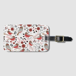 Chickadees Red Grått Mönster Bagagebricka