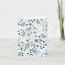 Chickadees Sweet Blue Black Grått Tack ditt kort