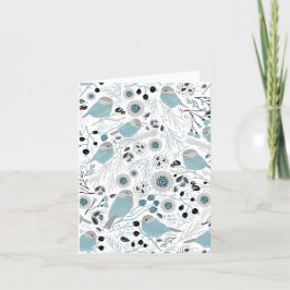 Chickadees Sweet Blue Black Grått Tack ditt kort