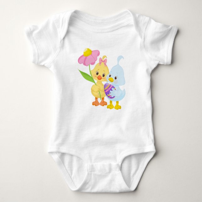 Chickar AV GULT OCH BLÅ PÅSK MED ÄGG T Shirt (Framsida)