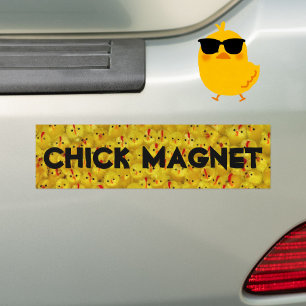 Chickar för CHICK MAGNET Joke Gult Bildekal