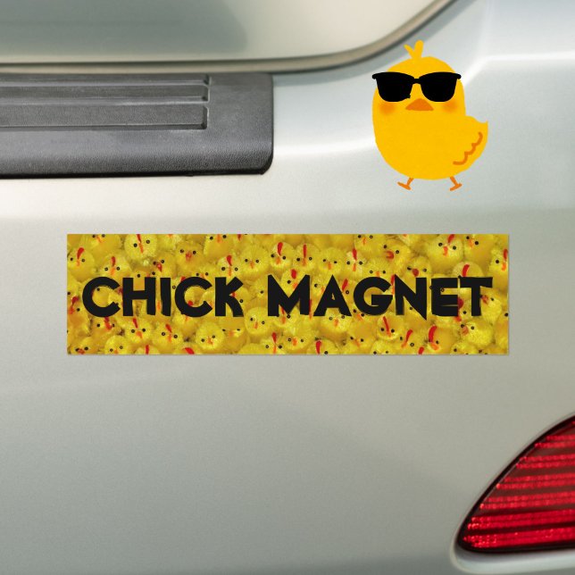Chickar för CHICK MAGNET Joke Gult Bildekal (A funny bumper sticker for the chick magnet in your life!)
