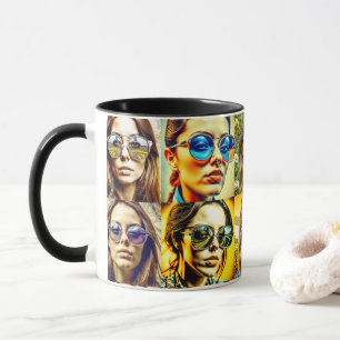 Chickar för coola i solglasögon AI Art Mugg