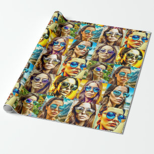 Chickar för coola i solglasögon AI Art Presentpapper
