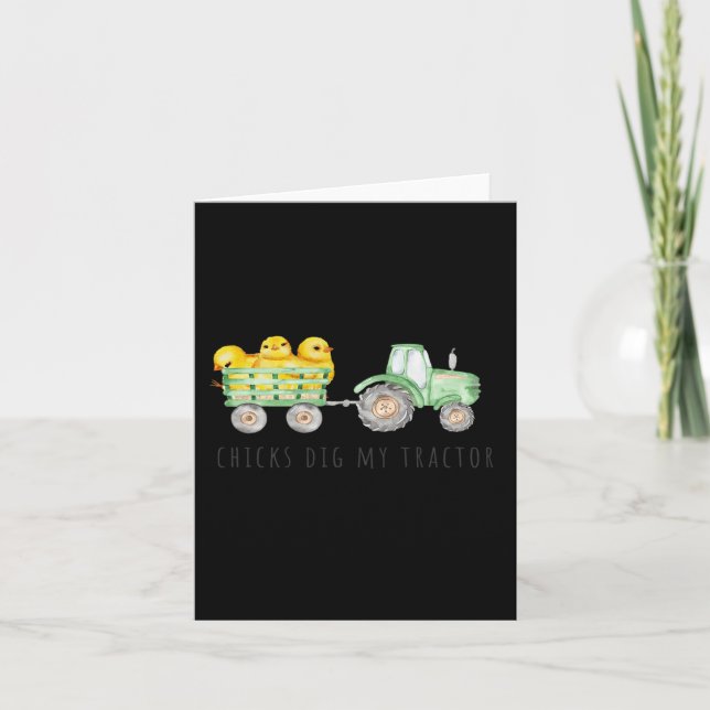 Chickar för Roligten i Glad påsk Gräver min trakto Kort (Framsida)