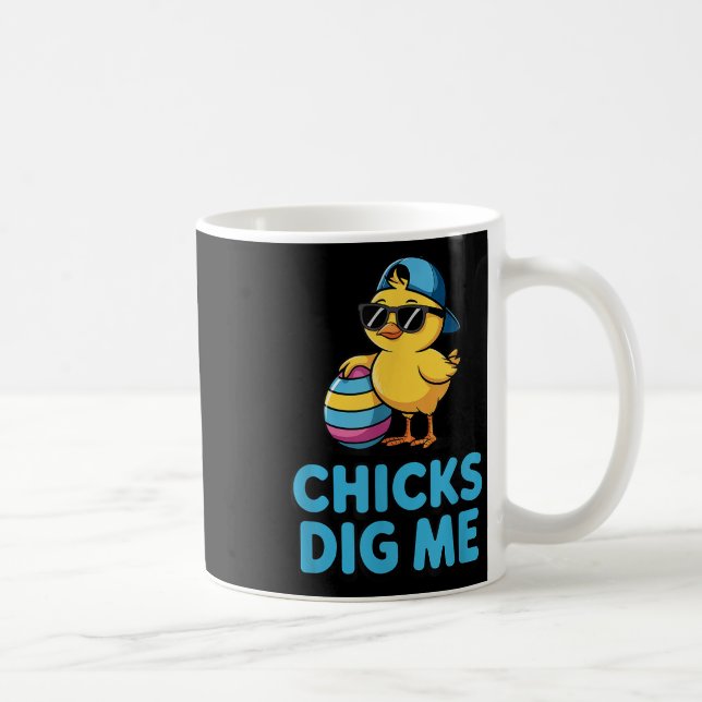 Chickar Gräver att jag Boys Funny Glad påsk Chicks Kaffemugg (Höger)