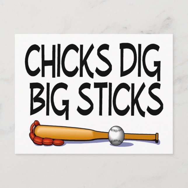 Chickar Gräver Big Sticks Baseball Vykort (Framsida)