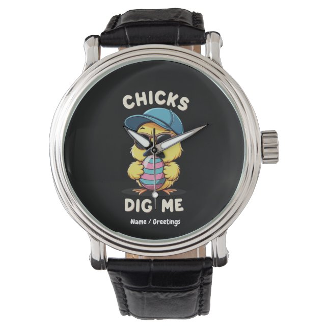 Chickar Gräver mig Glad påsk Day Funny Kids Gift Armbandsur (Framsida)