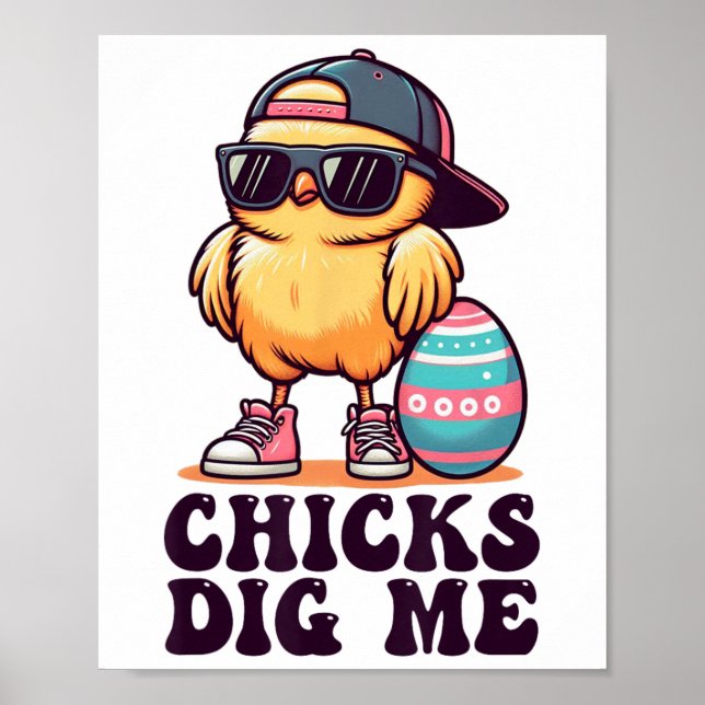 Chickar Gräver mig Lusnyj Påsk Småbarn Boys Manar  Poster (Framsidan)