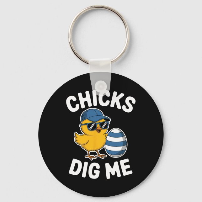 Chickar Gräver mig Påsk Chick Lusnyj Glad påsk Dag Nyckelring (Framsida)