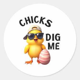 Chickar Gräver mig Påsk Runt Klistermärke