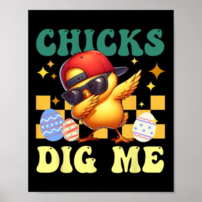 Chickar Gräver mig Påsk Småbarn Boys Manar Funny L Poster (Framsidan)