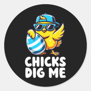 Chickar Gräver mig Påsk Småbarn Boys Manar Glad på Runt Klistermärke