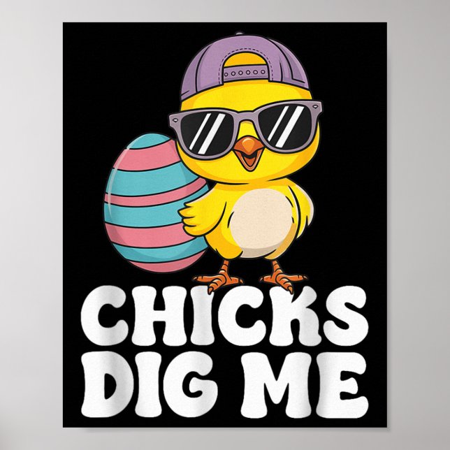 Chickar Gräver mig Påsk Småbarn Boys Manar Påsk Fu Poster (Framsidan)