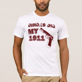 Chickar gräver min 1911 - rött tee shirt
