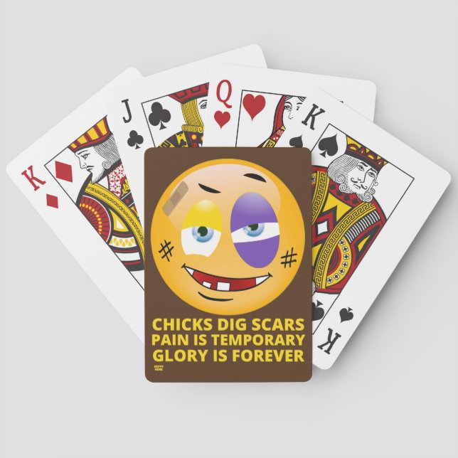 "CHICKAR GRÄVER SCARS" lustiga emoji Casinokort (Baksidan)