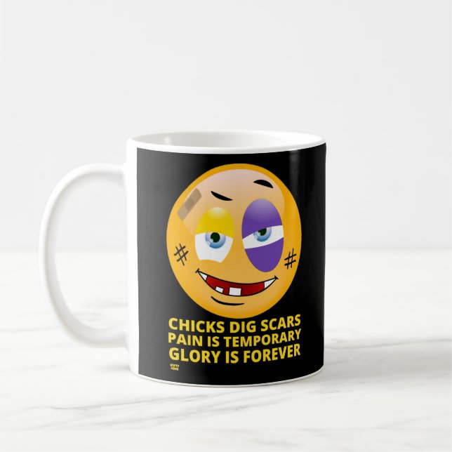 "CHICKAR GRÄVER SCARS" lustiga emoji Kaffemugg (Vänster)