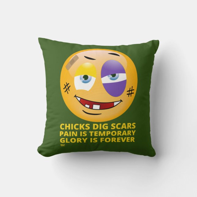 "CHICKAR GRÄVER SCARS" lustiga emoji Kudde (Framsida)