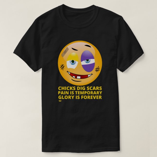 "CHICKAR GRÄVER SCARS" lustiga emoji T Shirt (Design framsida)