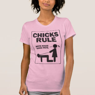 Chickar härskar - pojkar gör bra husdjur tee shirt
