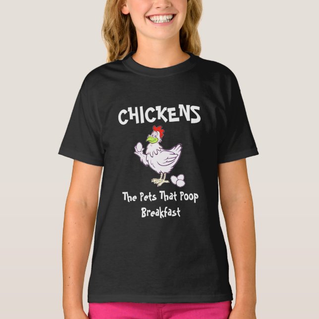 Chickar husdjur som Poop Breakfast. Tee (Framsida)