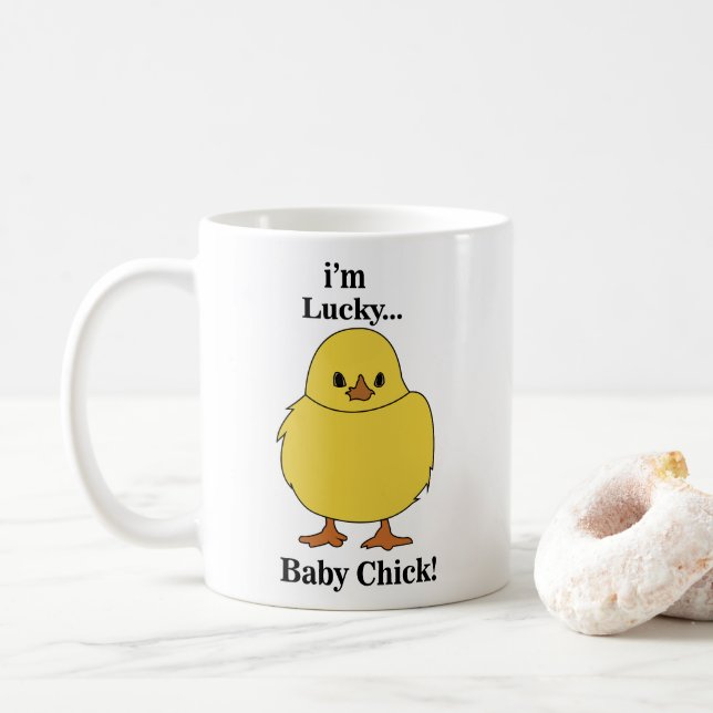 Chickar jag är Lucky Baby Chick Kaffemugg (Med munk)