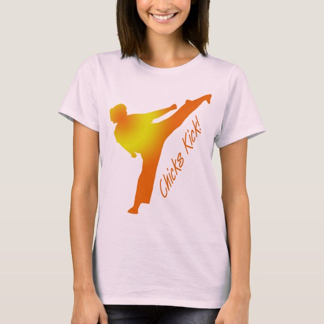 Chickar Kick! orange Tee Shirt (Framsida)