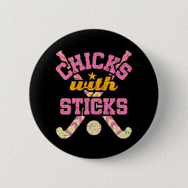 Chickar med Sticks Fält Hockey Women Knapp