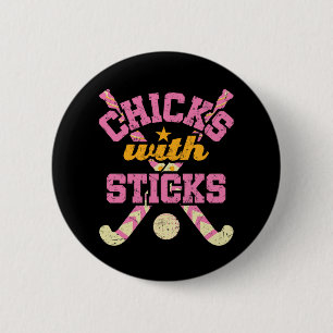 Chickar med Sticks Fält Hockey Women Knapp