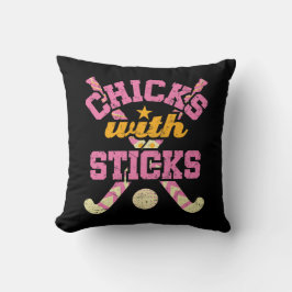 Chickar med Sticks Fält Hockey Women Kudde
