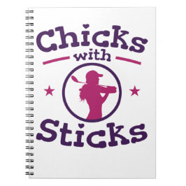 Chickar med Sticks Golf Golfing Golfer Women Anteckningsbok