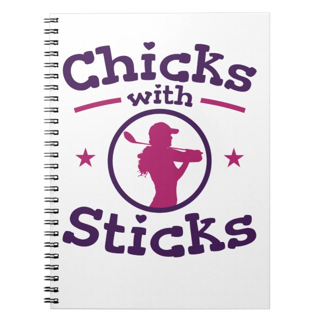 Chickar med Sticks Golf Golfing Golfer Women Anteckningsbok (Framsidan)