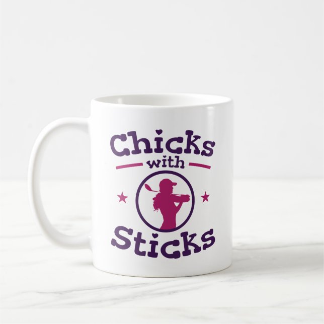 Chickar med Sticks Golf Golfing Golfer Women Kaffemugg (Vänster)
