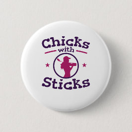 Chickar med Sticks Golf Golfing Golfer Women Knapp